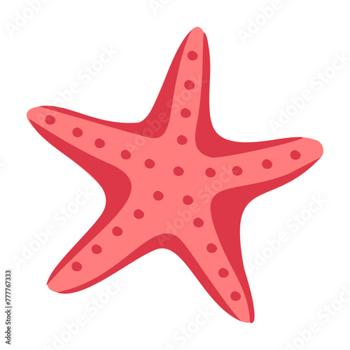 Cartoon starfish isolated icon. Sea bottom animal. Tropical ocean summer beach symbol. Marine object nautical shape seastar. © Cute Design