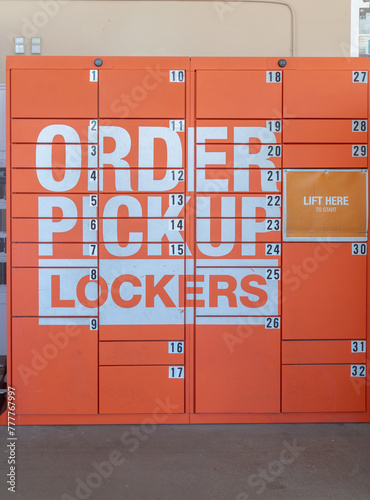 Different size lockers for customers to pick up already paid for orders photo