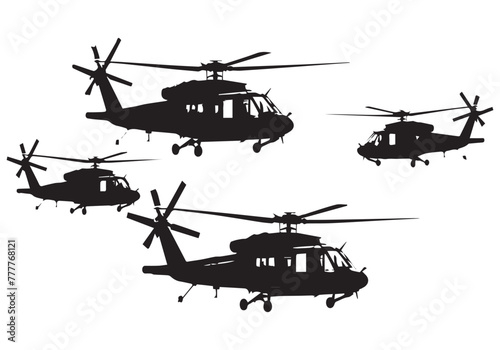 helicopter silhouette in black isolated on white background