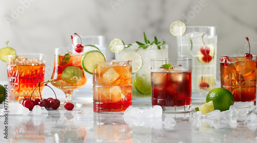 set of different cocktails