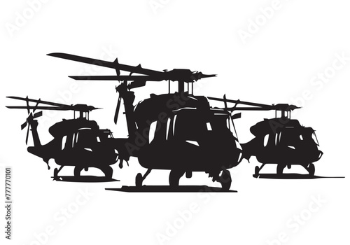 helicopter silhouette in black isolated on white background