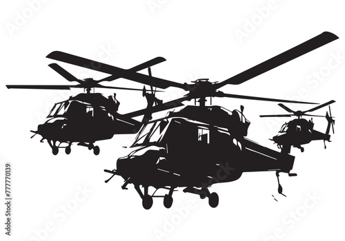 helicopter silhouette in black isolated on white background