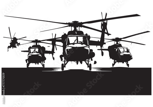 helicopter silhouette in black isolated on white background