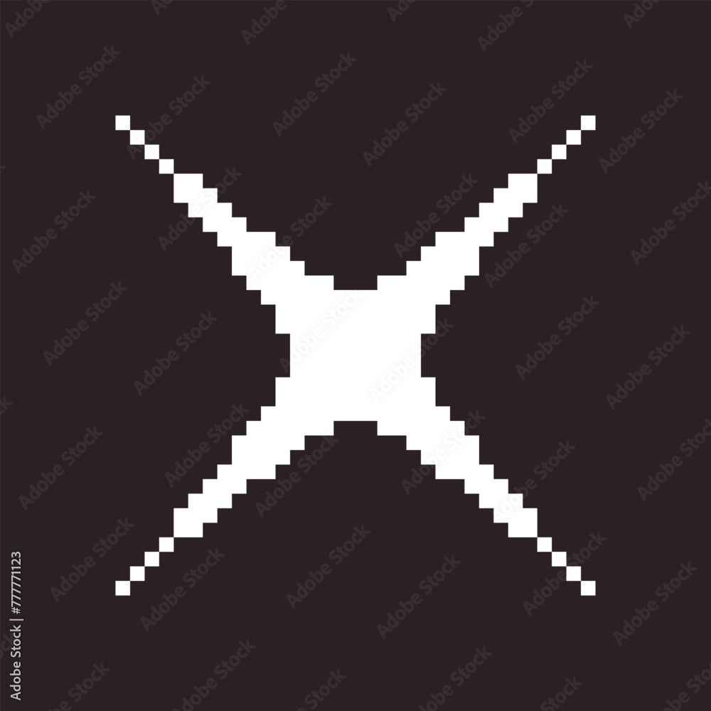 black and white simple flat 1bit vector pixel art icon of star or sparkle. shine effect sign black and white simple flat 1bit vector pixel art icon of star or sparkle. shine effect sign