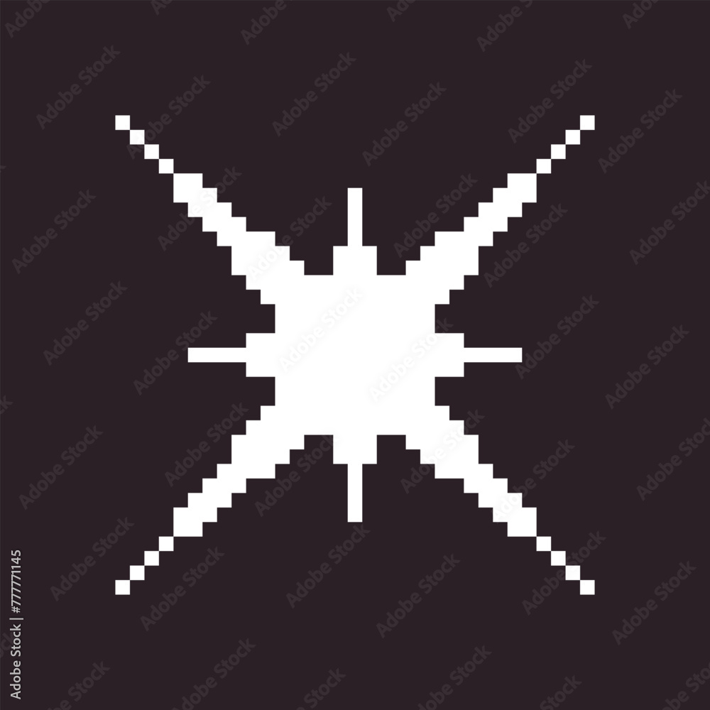 black and white simple flat 1bit vector pixel art icon of star or sparkle. shine effect sign black and white simple flat 1bit vector pixel art icon of star or sparkle. shine effect sign