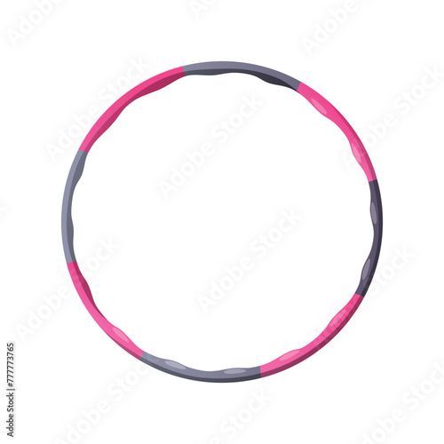 Vector hula hoop illustration in pink and grey colors for exercise, fitness.
