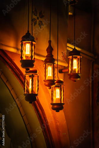Light of Ramadan happiness around the Arabian streets of Al Balad, Jeddah, Saudi Arabia photo