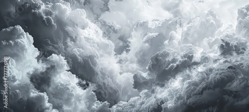 Infinite Cotton Skies Ethereal Cumulus Clouds in Grayscale Cotton Textures, illustration