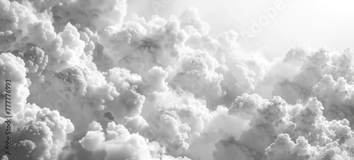Infinite Cotton Skies Ethereal Cumulus Clouds in Grayscale Cotton Textures, illustration