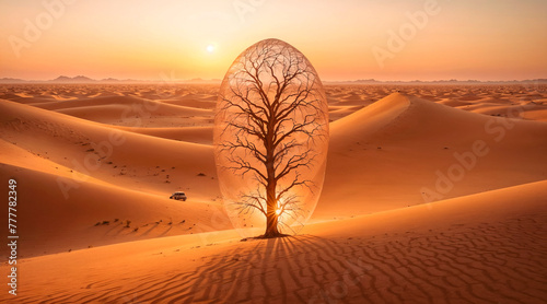 Beautiful desert landscape with fantastic tree © vvicca