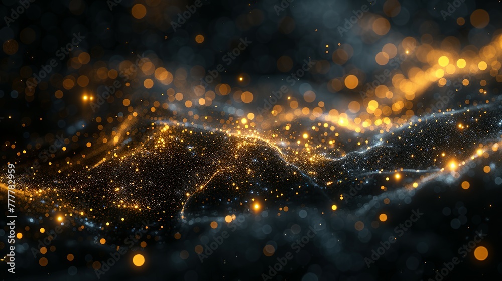 Naklejka premium abstract dark grey and bold yellow virtual network - design element for technology background - connectivity backdrop illustration - generative ai