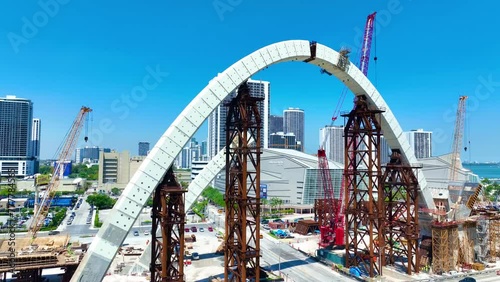 Miami Signature bridge construction 4K video