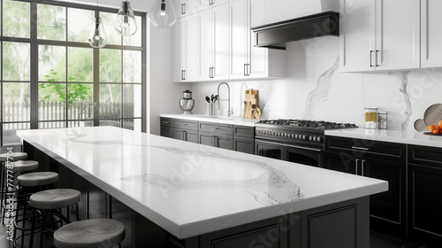 modern kitchen interior in black and white, shaker kitchen cabinet, luxury and minimalist kitchen interior design, zen, kitchen sink tap