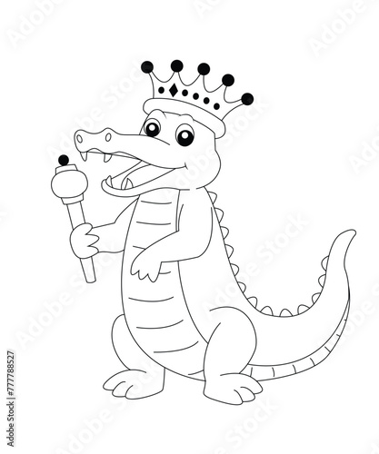 Crocodile Coloring Book Page For Kids