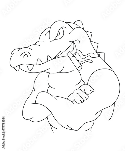 Crocodile Coloring Book Page For Kids