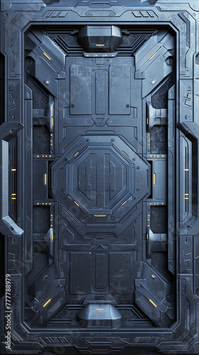 Futuristic spaceship metal door background