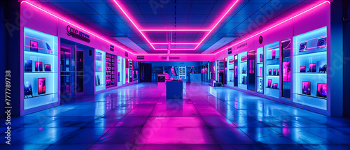 Neon Dreams: A Futuristic Space Illuminated by Neon Lights, Creating a Vibrant Atmosphere of Modernity and Innovation