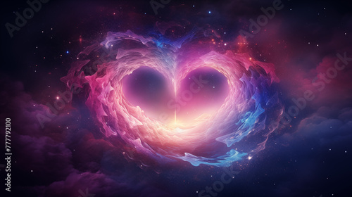 Vivid Cosmic Heart Nebula with Bright Eruption Center