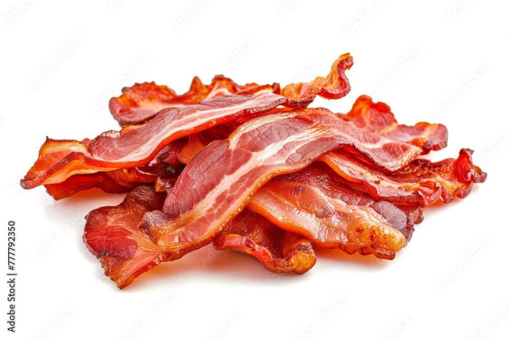 bacon slices isolated on white background. bacon slices isolated on white background.