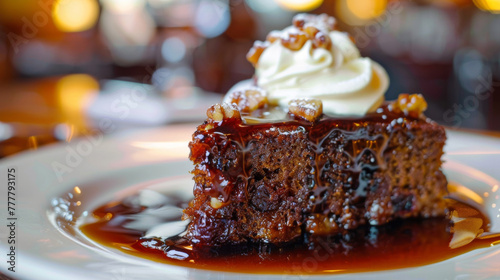 Delectable irish whiskey cake with cream topping