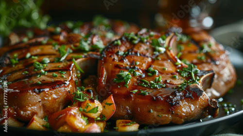 Traditional irish pork chops with herbs