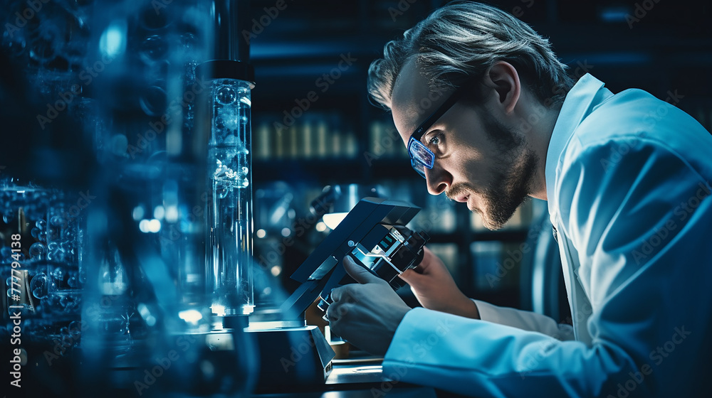 Scientist working in laboratory. Generative AI. Scientist working in laboratory. Generative AI.