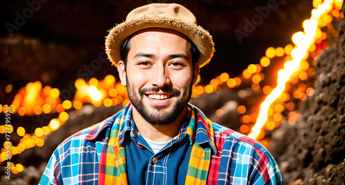 Portrait of a smiling man in colorful clothing photo