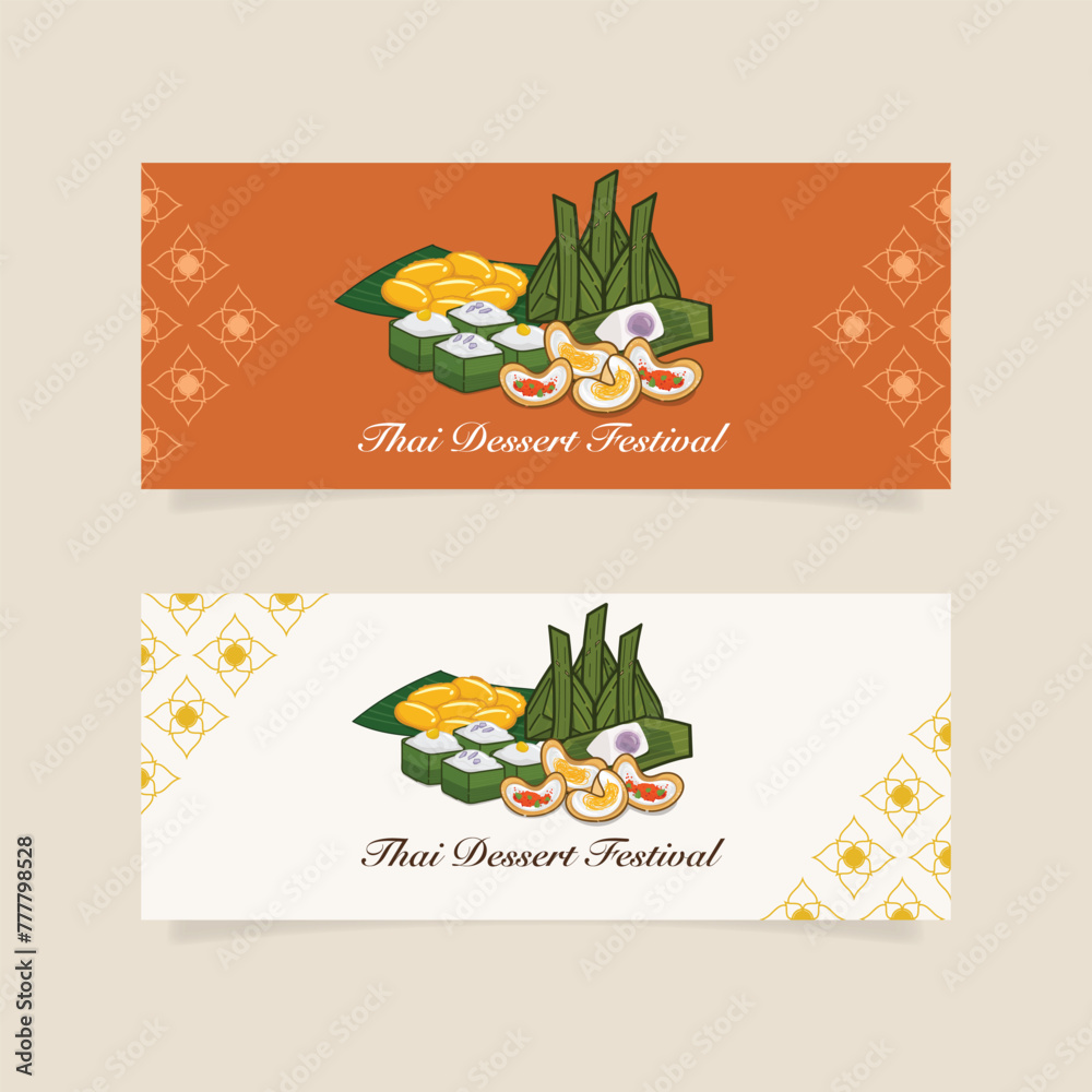 Thai dessert festival banner template. Thai Sweet coupon illustration vector design.