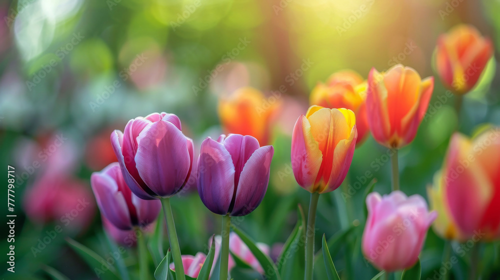 Radiant spring tulips bathed in sunshine Radiant spring tulips bathed in sunshine