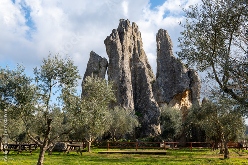 View on natural Monument Campo Soriano and olive trees, Lazio, Italy photo