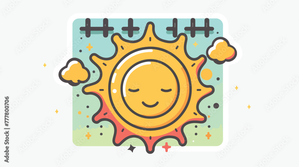 Calendar sun icon. Simple color with outline vector 