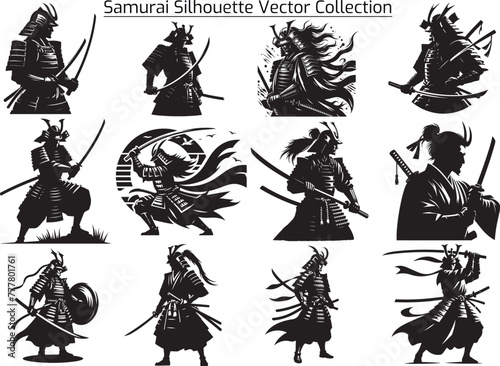 Samurai silhouette vector