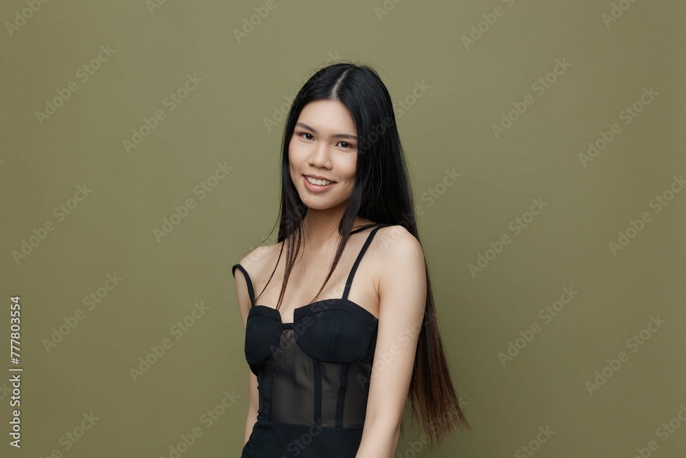 Naklejka premium Woman model asian beautiful cosmetic fashion portrait beauty japanese glamour hair femininity