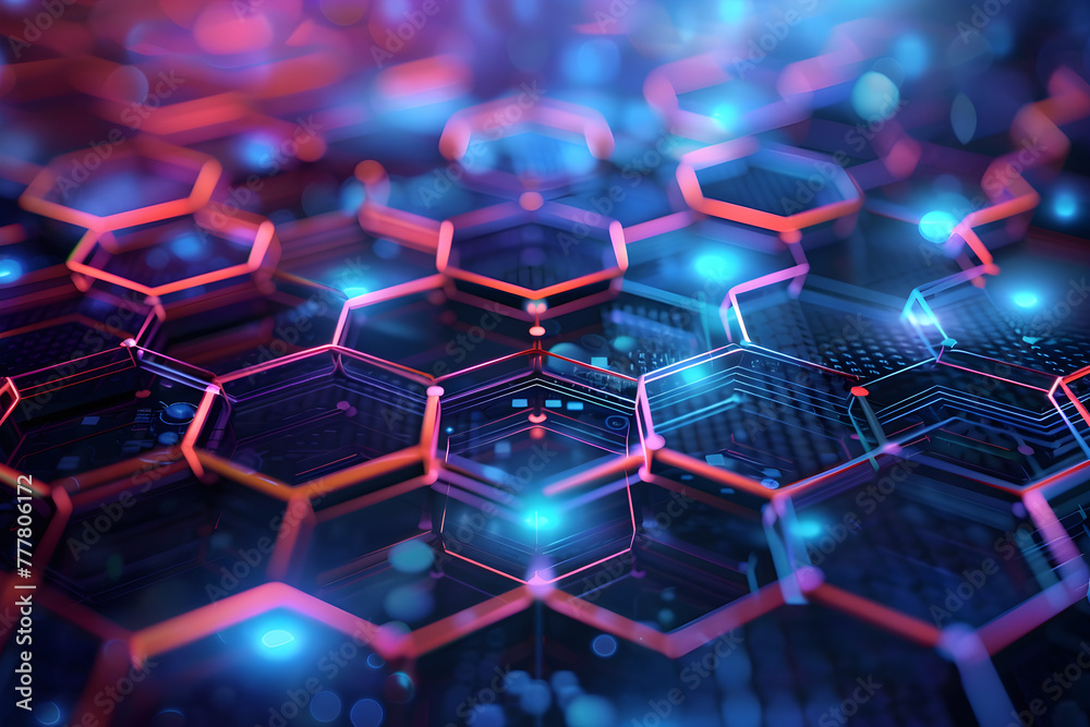 abstract background with hexagons lighted