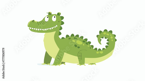 Cartoon cute crocodile standing on white background f
