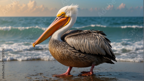 pelicans on the beach photo