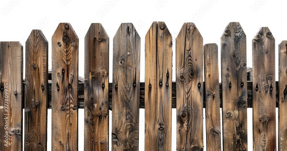 Brown Wooden Fence on White Background Brown Wooden Fence on White Background
