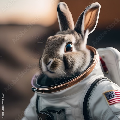 A rabbit wearing an astronaut suit and exploring space2
