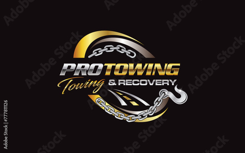 Illustration vector graphic of towing truck service logo design suitable for the automotive company