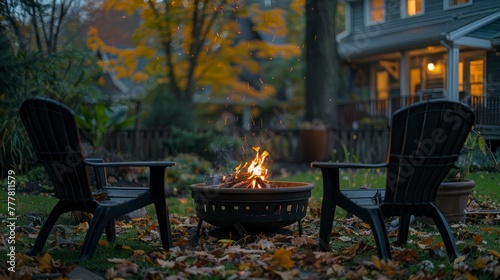 Relaxing by the Backyard Fire Pit with Comfy Lawn Chair Seating