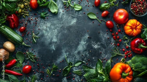 Top View of Vegetables on Dark Table