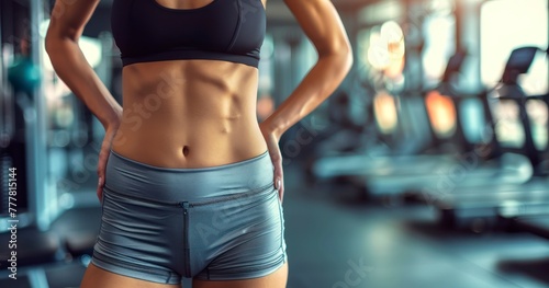 Visible Abdominal Muscles in Gym Atmosphere