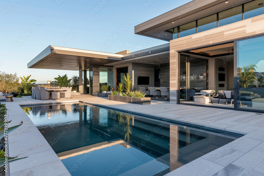 A state-of-the-art outdoor area of a modern house, 