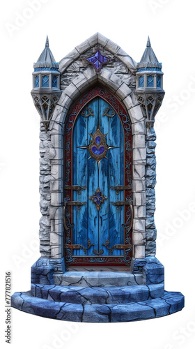 pixel art medieval fantasy door design isolated on white, for game design