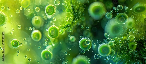 Vibrant Algae Cells Thriving in a Single Drop of Pond Water