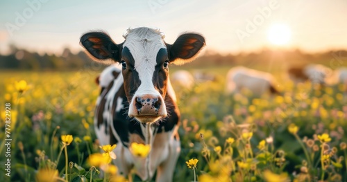 Meadow Magic with a Playful Cow
