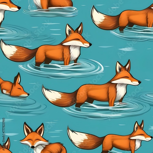 A fox wearing a snorkel and swimming in the ocean for summer1 photo