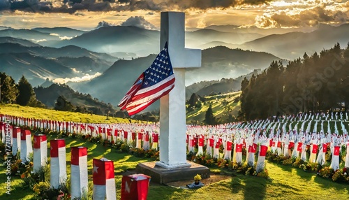 cementerio cruzes blancas caidos en combate photo