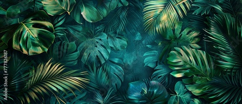 Jade jungle, leafy pattern, tropical escape