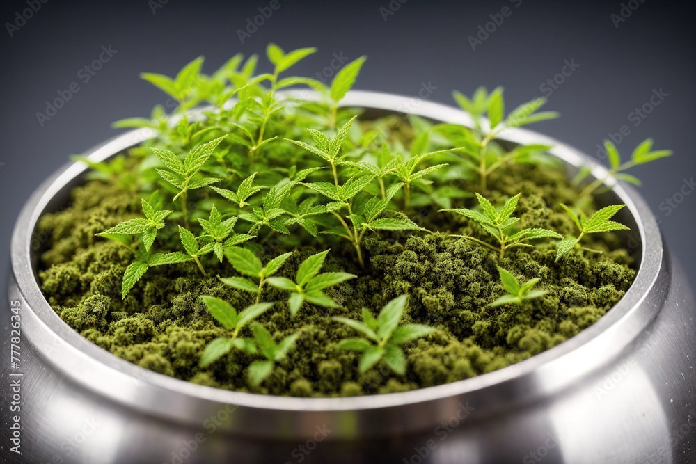 Green Plants in a Metal Pot